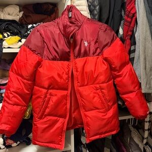 U.S. Polo Assn. Kids Two-Tone Red Puffer Jacket